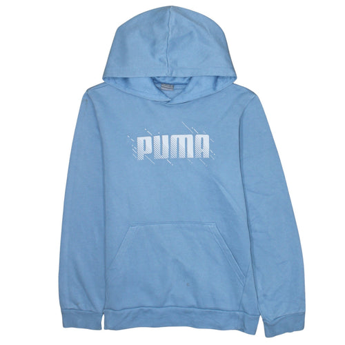 Puma Boys Blue Pullover Hoodie 13-14 Years Logo Graphic Sweatshirt