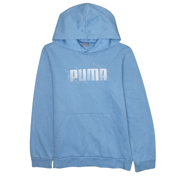 Puma Boys Blue Pullover Hoodie 13-14 Years Logo Graphic Sweatshirt