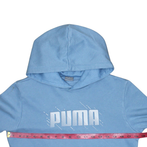 Puma Boys Blue Pullover Hoodie 13-14 Years Logo Graphic Sweatshirt