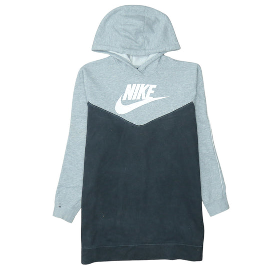 Nike Womens Grey Black Pullover Hoodie Size M Colourblock Logo Sweatshirt