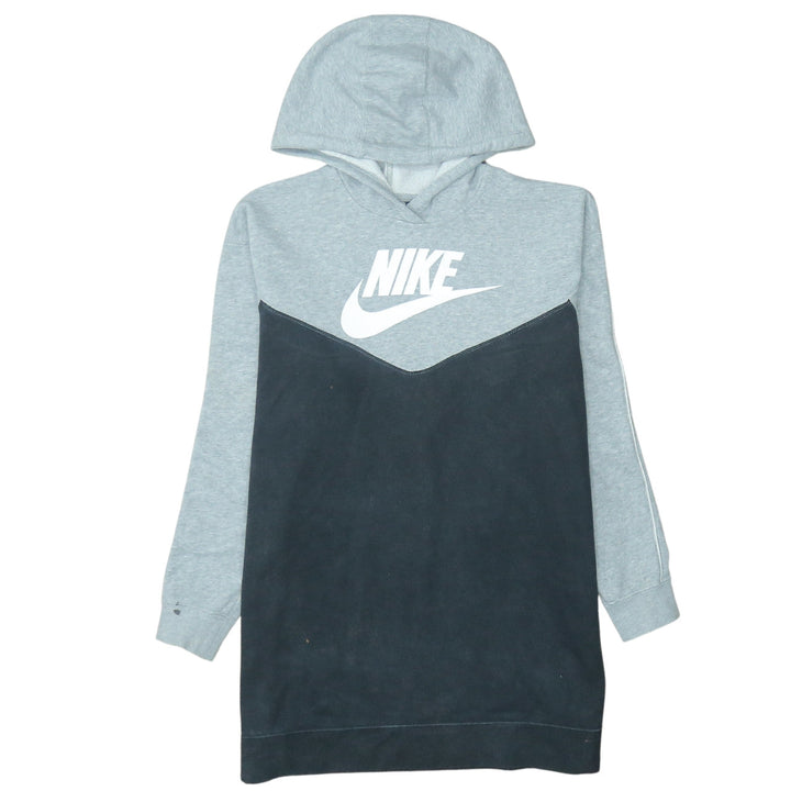 Nike Womens Grey Black Pullover Hoodie Size M Colourblock Logo Sweatshirt