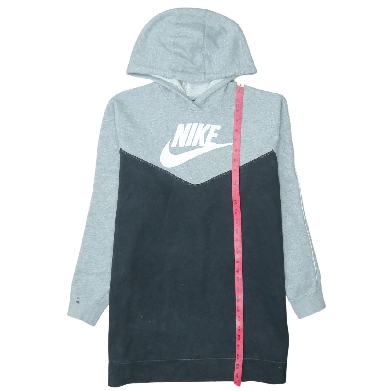 Nike Womens Grey Black Pullover Hoodie Size M Colourblock Logo Sweatshirt