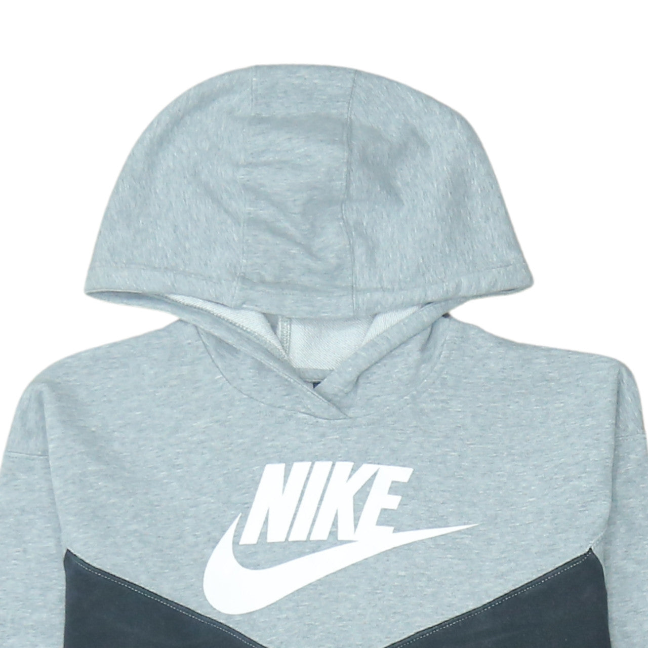 Nike Womens Grey Black Pullover Hoodie Size M Colourblock Logo Sweatshirt
