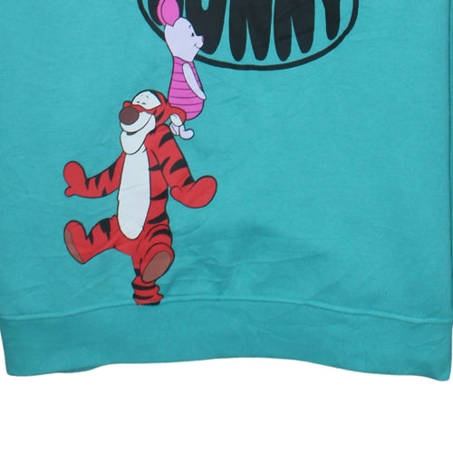 Disney Primark Women’s Turquoise Hoodie L Winnie the Pooh Graphic Print