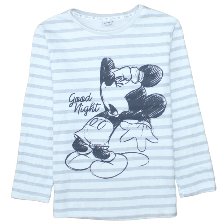 Disney Women’s Grey Striped Pullover Sweatshirt Mickey Mouse S