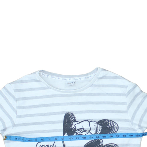 Disney Women’s Grey Striped Pullover Sweatshirt Mickey Mouse S