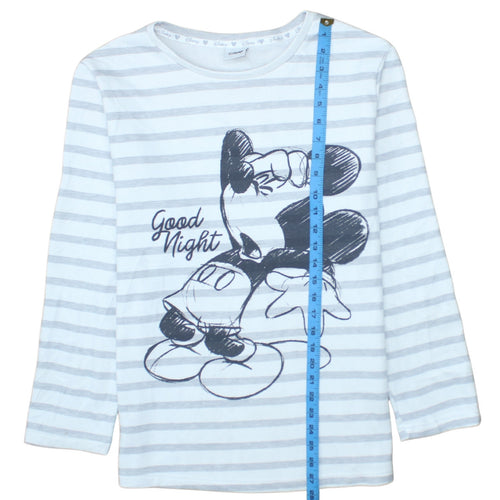 Disney Women’s Grey Striped Pullover Sweatshirt Mickey Mouse S