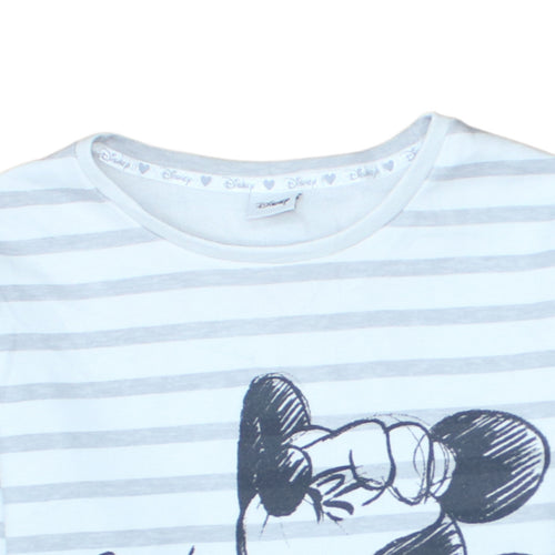 Disney Women’s Grey Striped Pullover Sweatshirt Mickey Mouse S