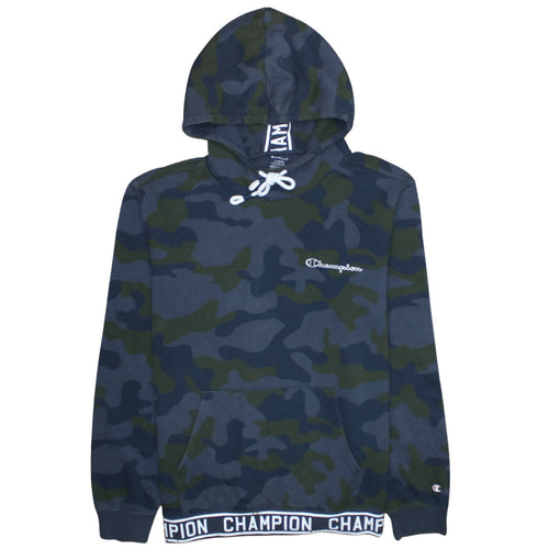 Champion Men's Green Camouflage Pullover Hoodie Size L