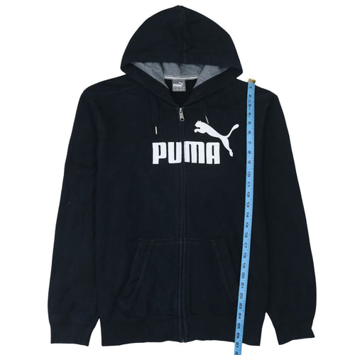 Puma Men’s Black Full Zip Hoodie L Logo Sports Fleece