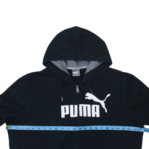 Puma Men’s Black Full Zip Hoodie L Logo Sports Fleece