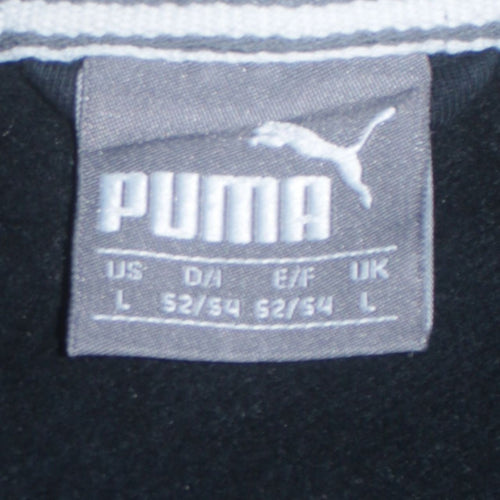 Puma Men’s Black Full Zip Hoodie L Logo Sports Fleece