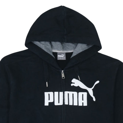 Puma Men’s Black Full Zip Hoodie L Logo Sports Fleece