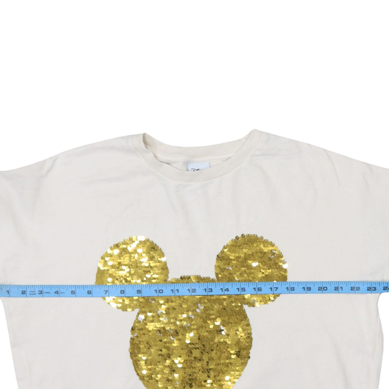 Disney Women White Sequin Mickey Sweatshirt Size 14 Pullover