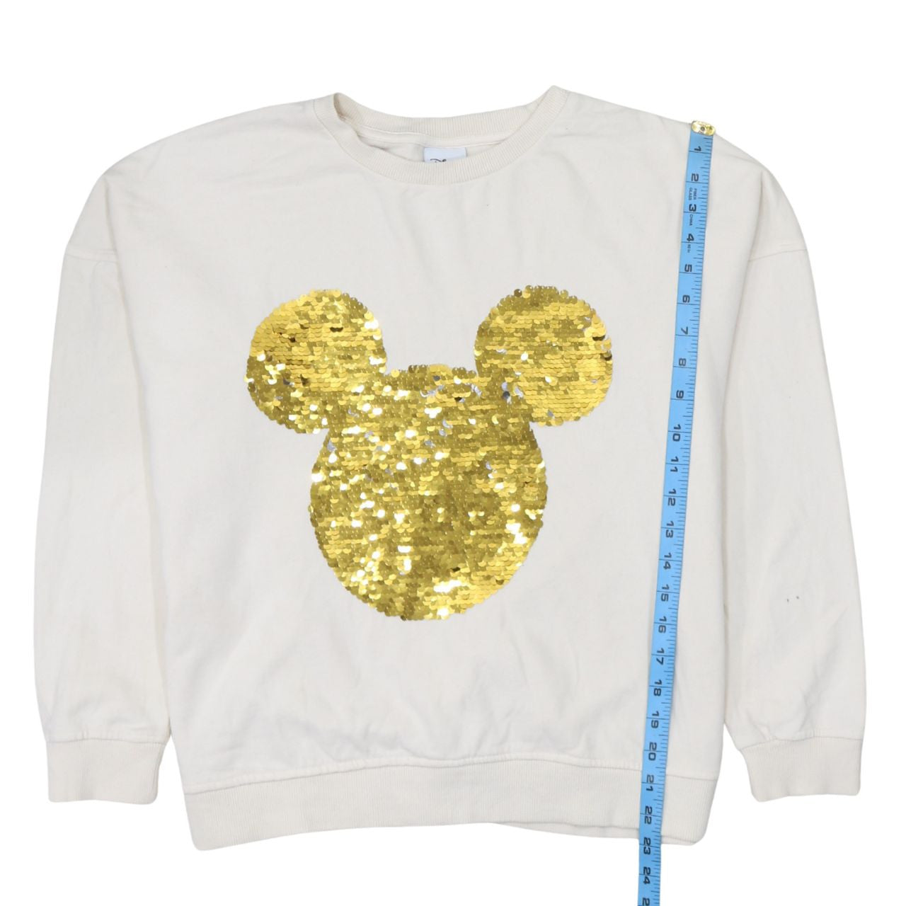 Disney Women White Sequin Mickey Sweatshirt Size 14 Pullover