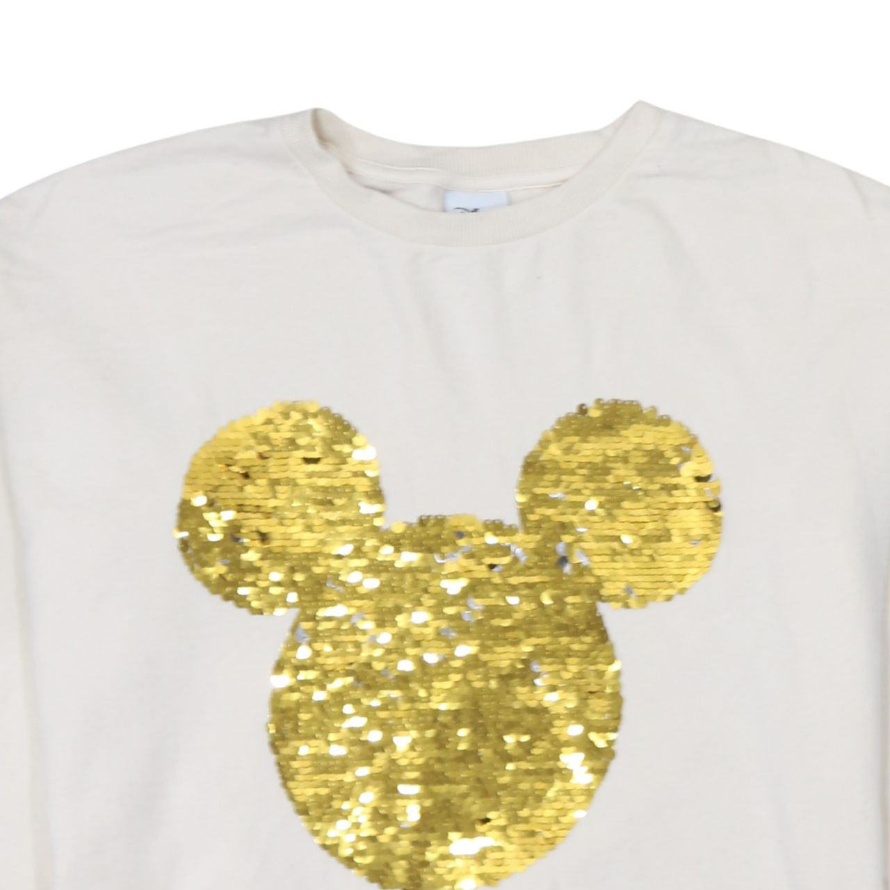Disney Women White Sequin Mickey Sweatshirt Size 14 Pullover