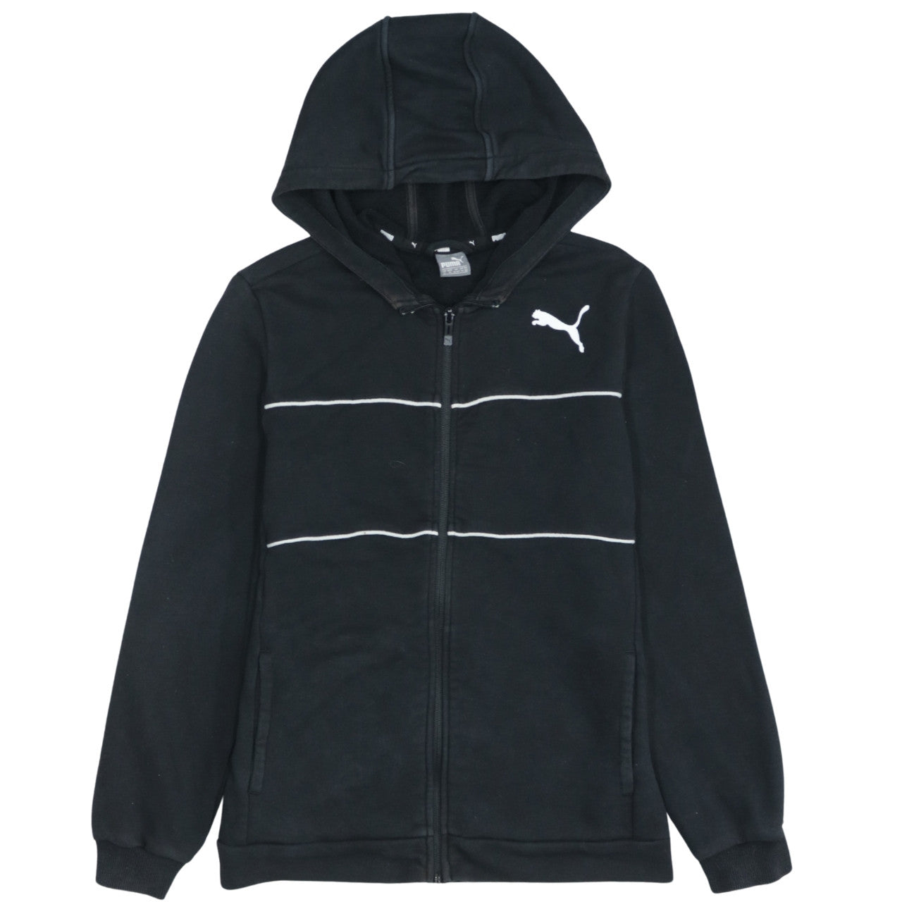 Puma Boys Black Full Zip Hoodie 13-14 Years Fleece Sportswear