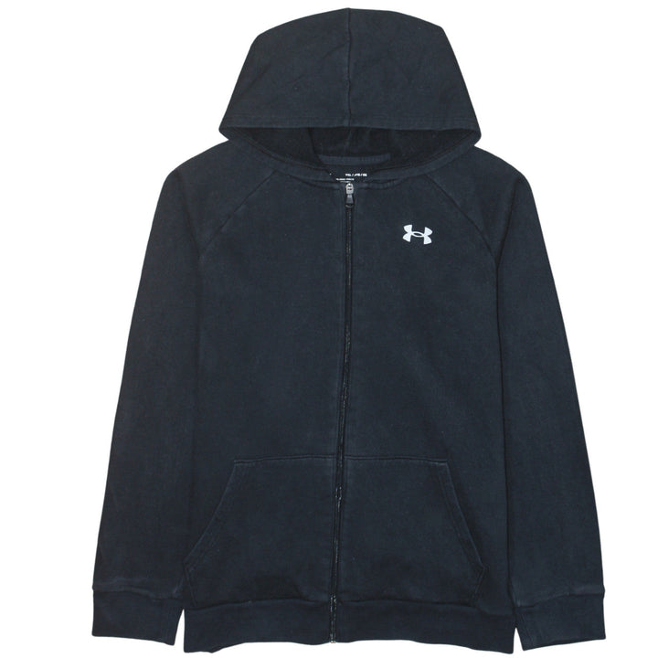 Under Armour Boys Black Full Zip Hoodie Size 158 Fleece ColdGear