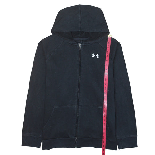 Under Armour Boys Black Full Zip Hoodie Size 158 Fleece ColdGear