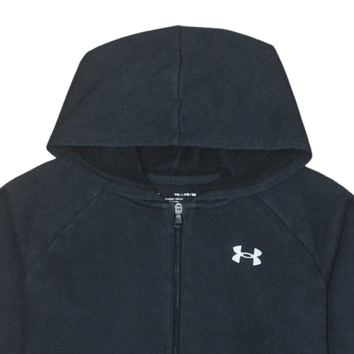Under Armour Boys Black Full Zip Hoodie Size 158 Fleece ColdGear