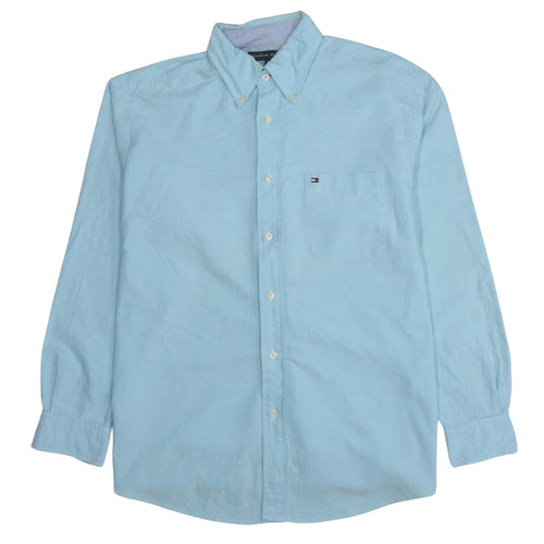 Tommy Hilfiger Men's Blue Button-Down Cotton Casual Shirt M