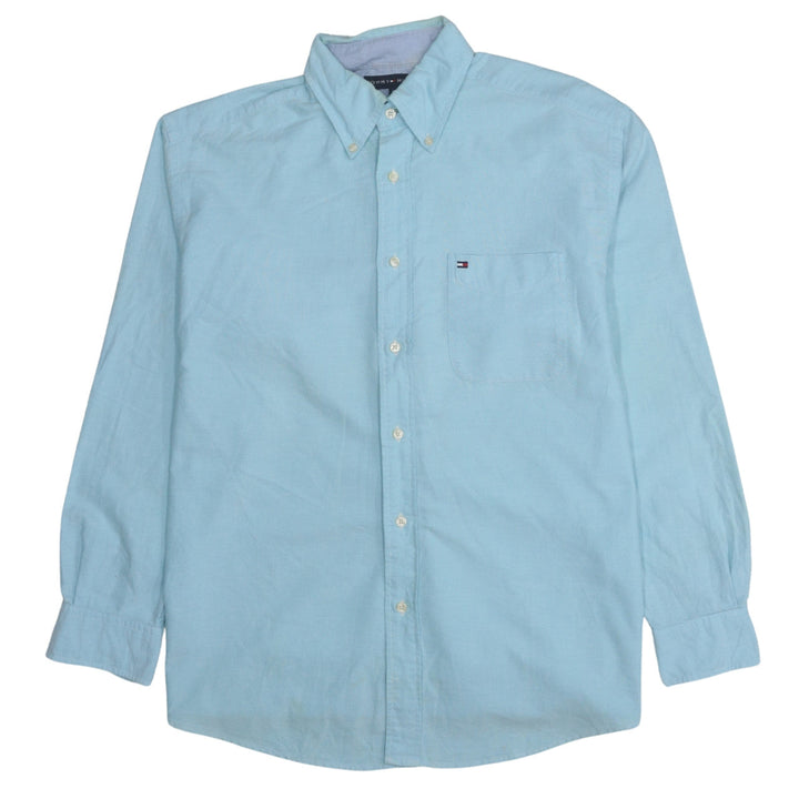 Tommy Hilfiger Men's Blue Button-Down Cotton Casual Shirt M