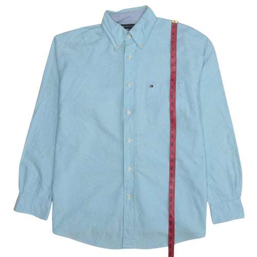 Tommy Hilfiger Men's Blue Button-Down Cotton Casual Shirt M
