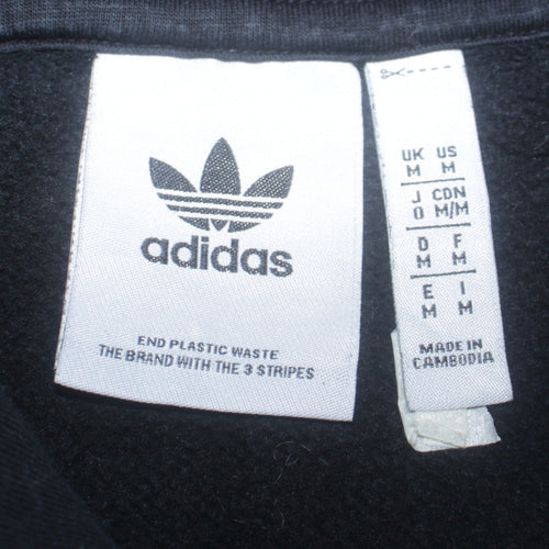 adidas Men Black Pullover Hoodie Medium Fleece Sportswear