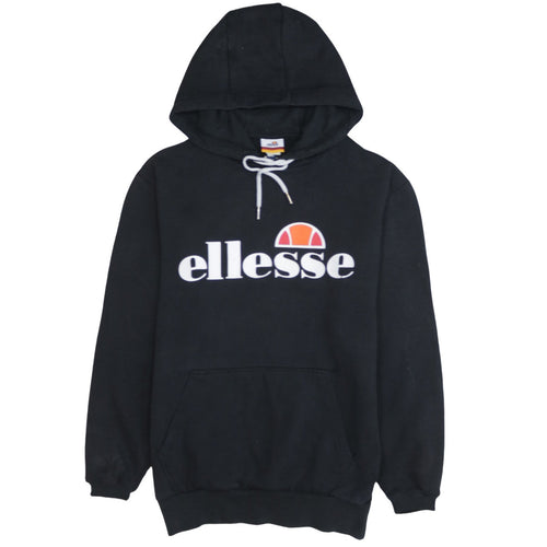 Ellesse Womens Black Pullover Hoodie Size 10 Cotton Blend Logo Sweatshirt