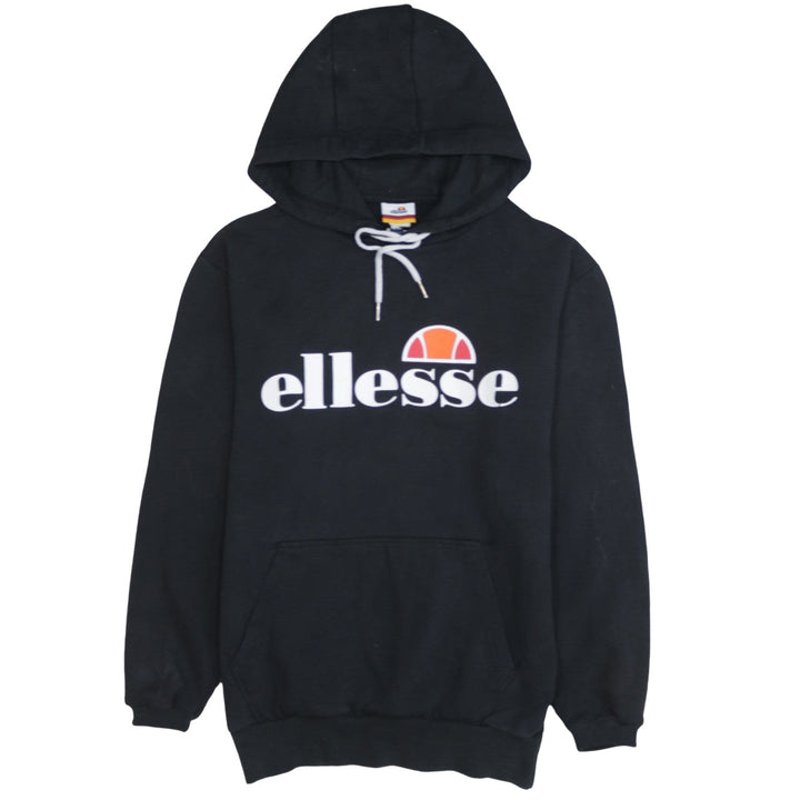 Ellesse Womens Black Pullover Hoodie Size 10 Cotton Blend Logo Sweatshirt