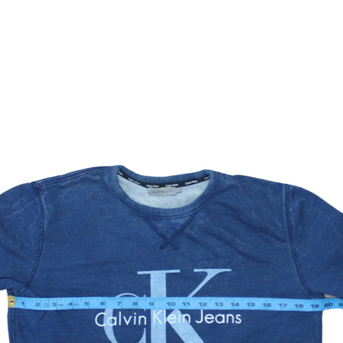 Calvin Klein Jeans Men's Blue Logo Crew Neck Sweatshirt Size S