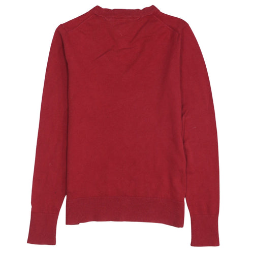 Tommy Hilfiger Men's Red V-Neck Cotton Blend Jumper Size M