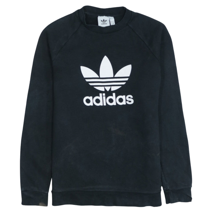 Adidas Men's Black Crew Neck Logo Sweatshirt Size S