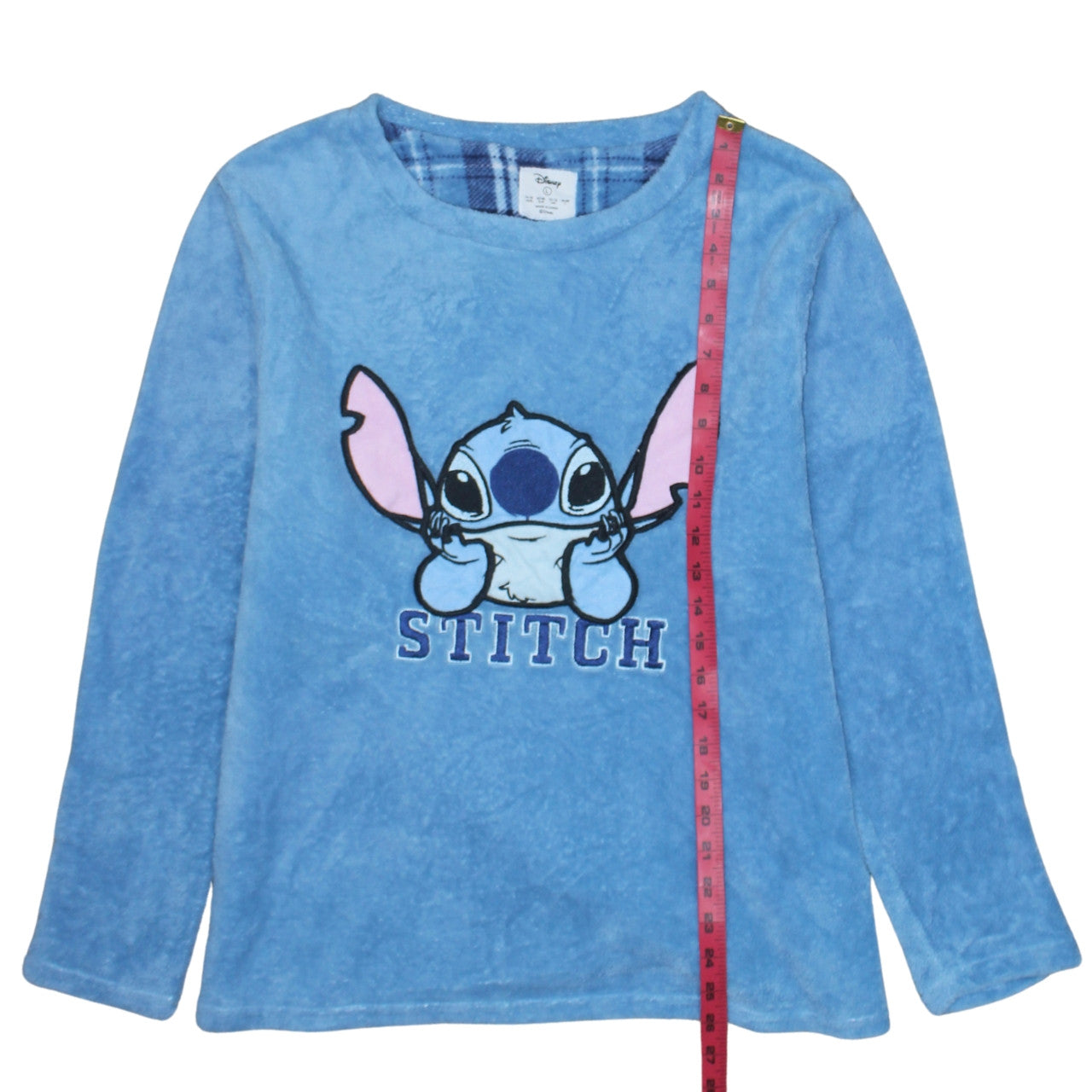 Disney Women Blue Stitch Fleece Long Sleeve Nightshirt L