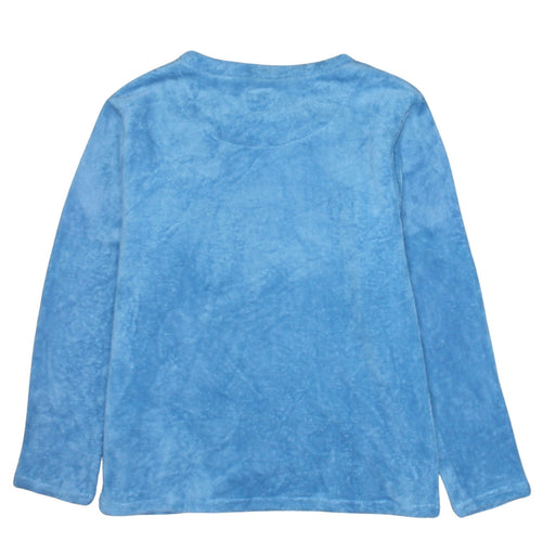Disney Women Blue Stitch Fleece Long Sleeve Nightshirt L