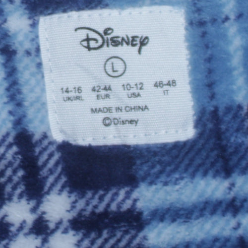 Disney Women Blue Stitch Fleece Long Sleeve Nightshirt L