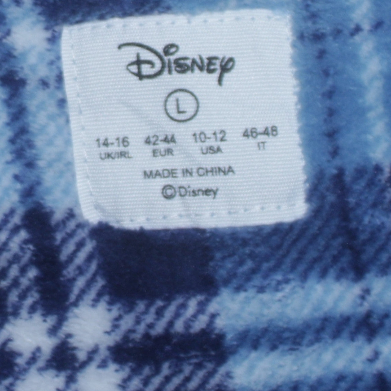 Disney Women Blue Stitch Fleece Long Sleeve Nightshirt L