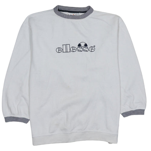 Ellesse Women White Logo Crew Neck Pullover Sweatshirt UK 14