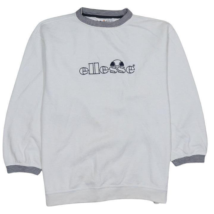 Ellesse Women White Logo Crew Neck Pullover Sweatshirt UK 14