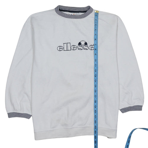 Ellesse Women White Logo Crew Neck Pullover Sweatshirt UK 14
