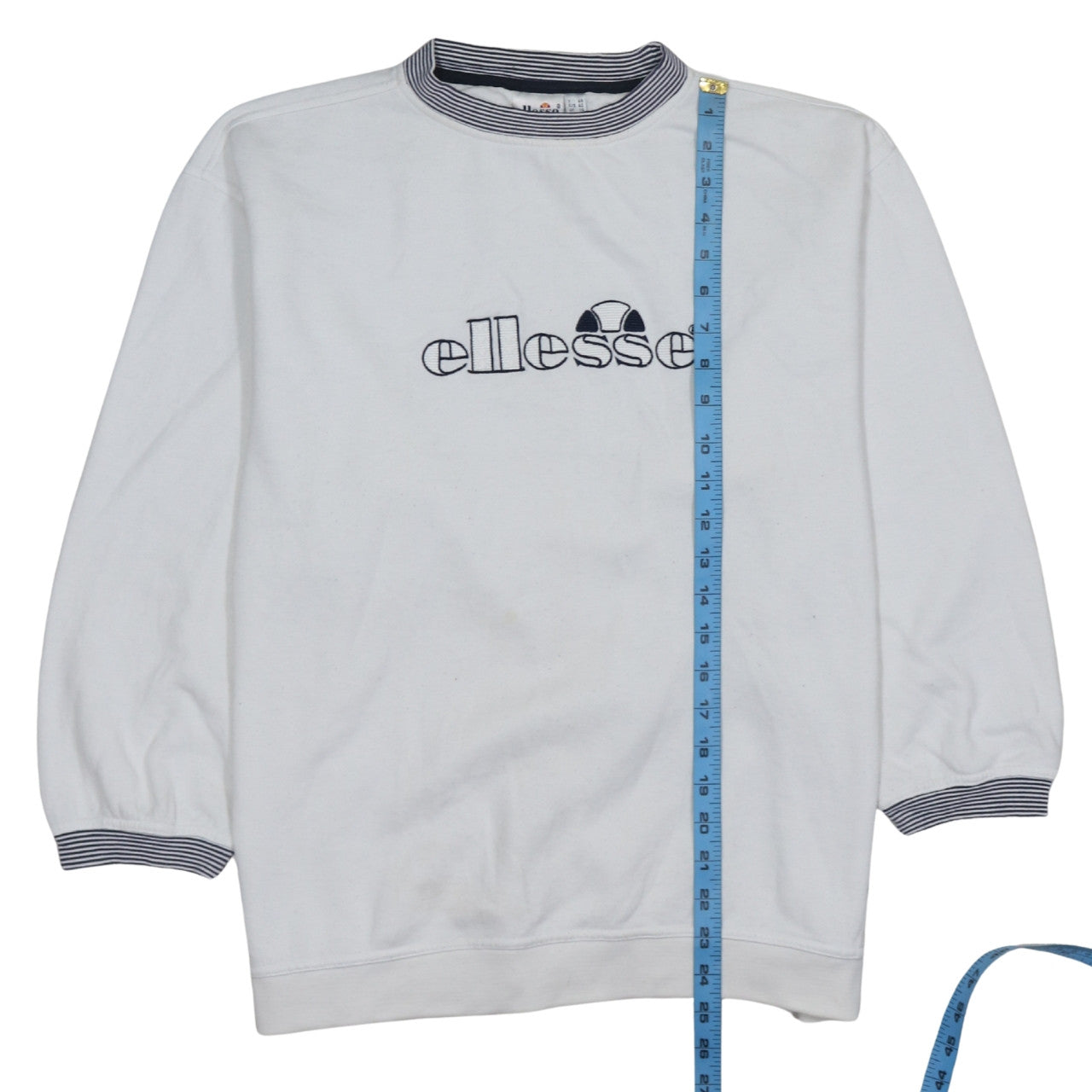 Ellesse Women White Logo Crew Neck Pullover Sweatshirt UK 14