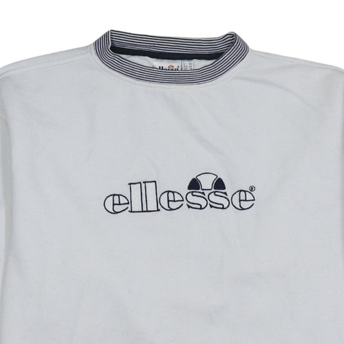 Ellesse Women White Logo Crew Neck Pullover Sweatshirt UK 14