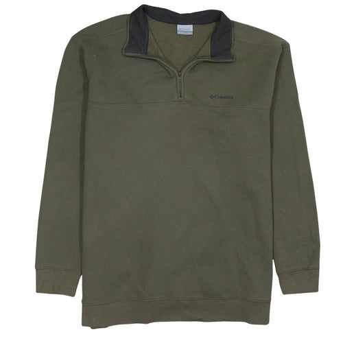 Columbia Mens Green 2XL 1/4 Zip Fleece Sweatshirt Outdoor Hiking