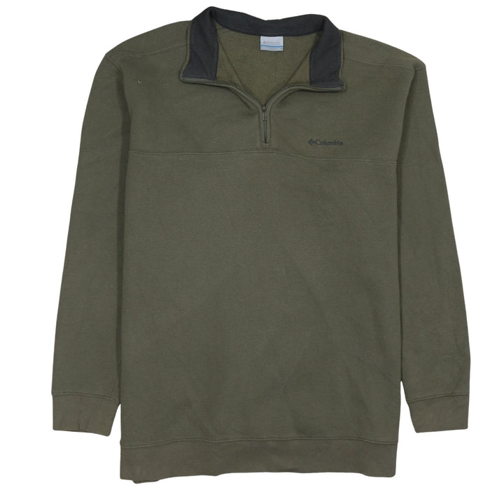 Columbia Mens Green 2XL 1/4 Zip Fleece Sweatshirt Outdoor Hiking