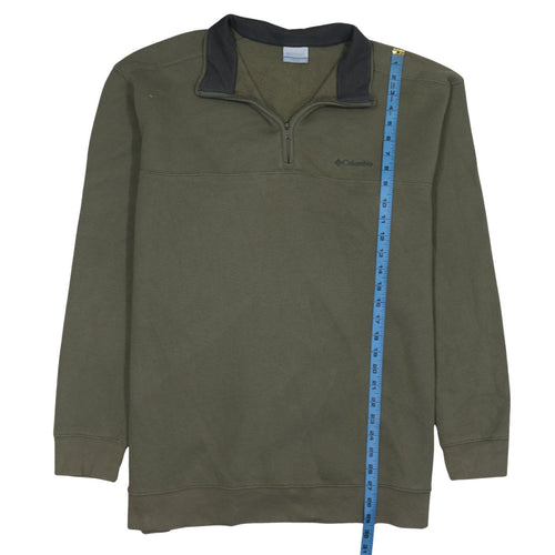 Columbia Mens Green 2XL 1/4 Zip Fleece Sweatshirt Outdoor Hiking