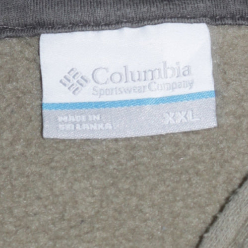 Columbia Mens Green 2XL 1/4 Zip Fleece Sweatshirt Outdoor Hiking