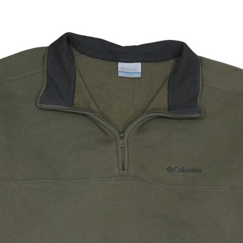 Columbia Mens Green 2XL 1/4 Zip Fleece Sweatshirt Outdoor Hiking