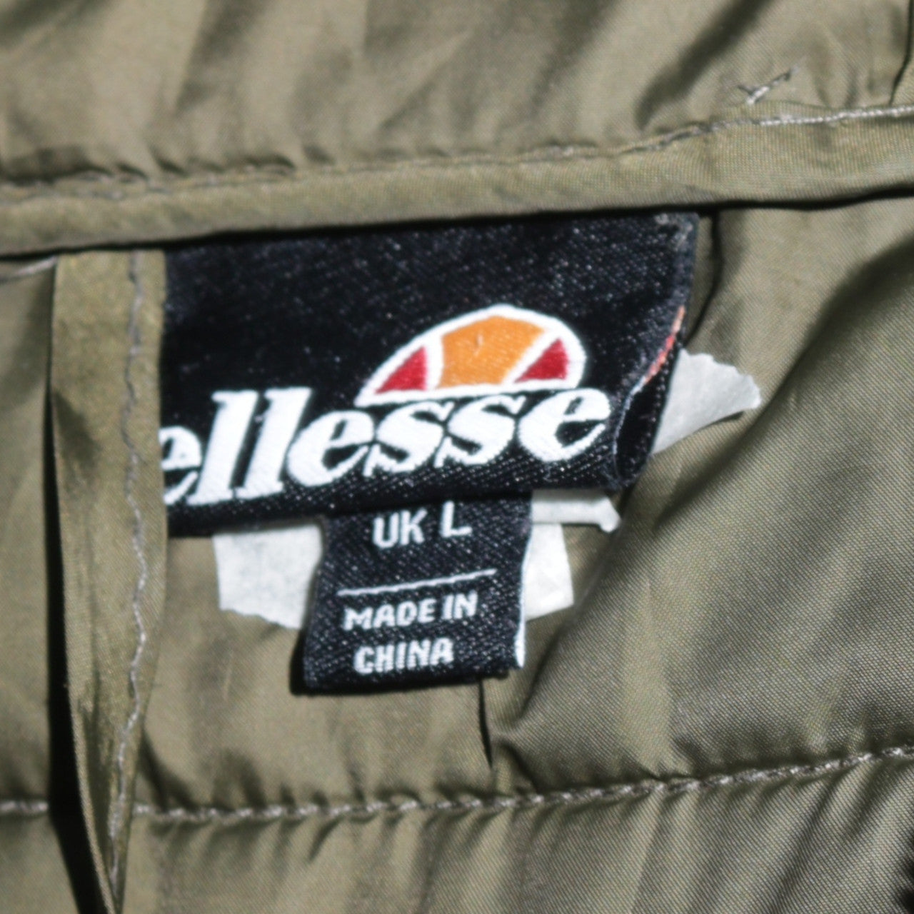 Ellesse Mens Green Puffer Jacket L Hooded Quilted Full Zip Casual