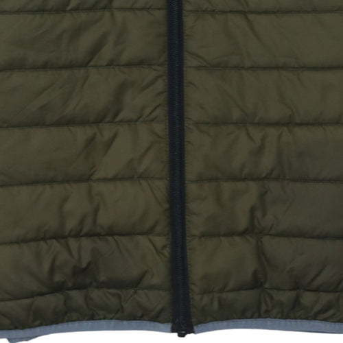 Ellesse Mens Green Puffer Jacket L Hooded Quilted Full Zip Casual
