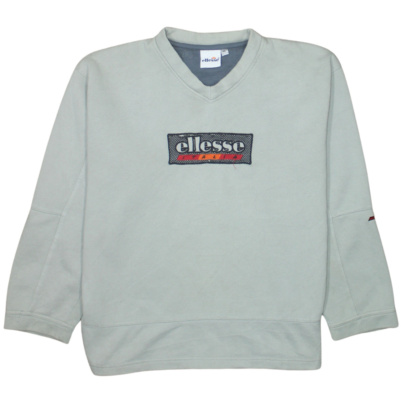 Ellesse Mens Grey XL Pullover Sweatshirt V-Neck Retro Logo Top
